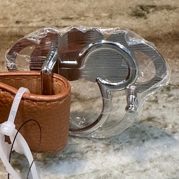 Disney MINNIE MOUSE Faux Brown Leather BELT Silver Head Icon Buckle Size M Bow - Picture 4 of 9